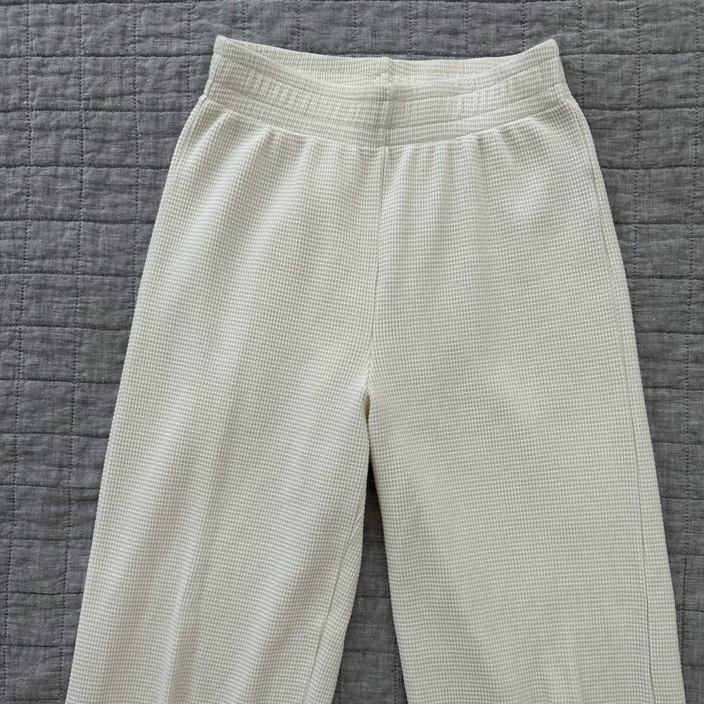 Reformation White Waffle Knit Pant